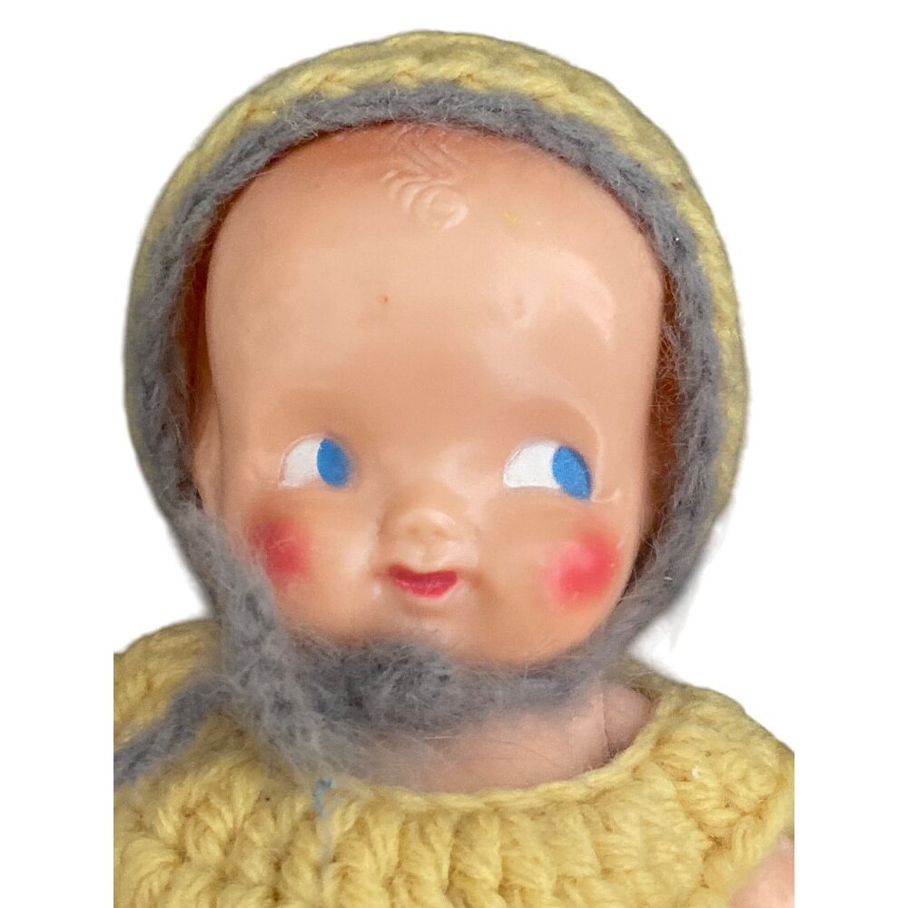 VTG IRWIN Baby Doll Celluoid Carnival Kewpie Movable ArmsToy Crochet Outfit USA